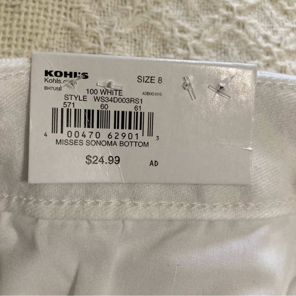 Sonoma Goods for Life White Denim Cuffed High Rise Shorts Women’s Size 8 NWT - Picture 9 of 10